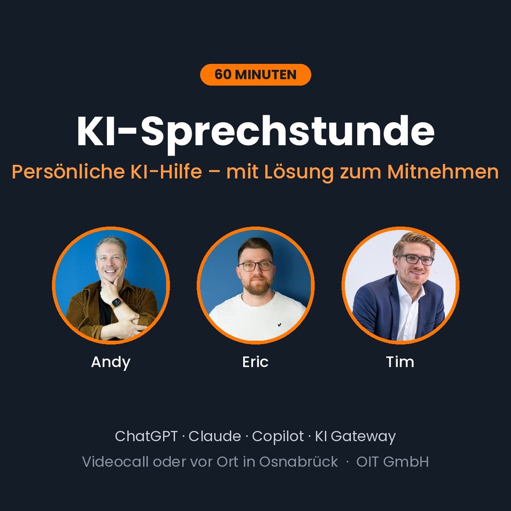 KI-Sprechstunde – 60 Minuten persönliche KI-Hilfe